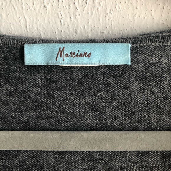 Marciano Sweater Hooded Grey Tunic Deep V Neck Sweater EUC L? (See Measurements) - Picture 7 of 11